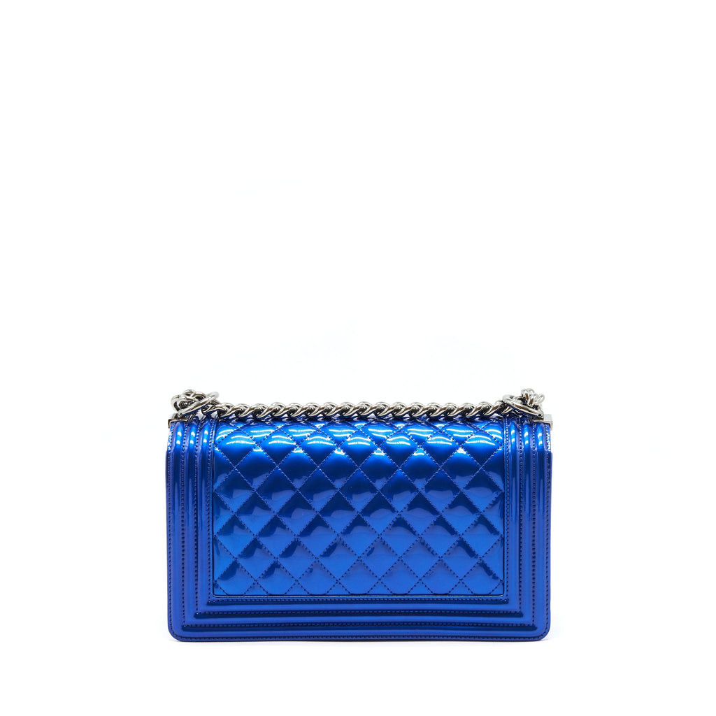 CHANEL MEDIUM LE-BOY PATENT ELECTRIC BLUE SHW