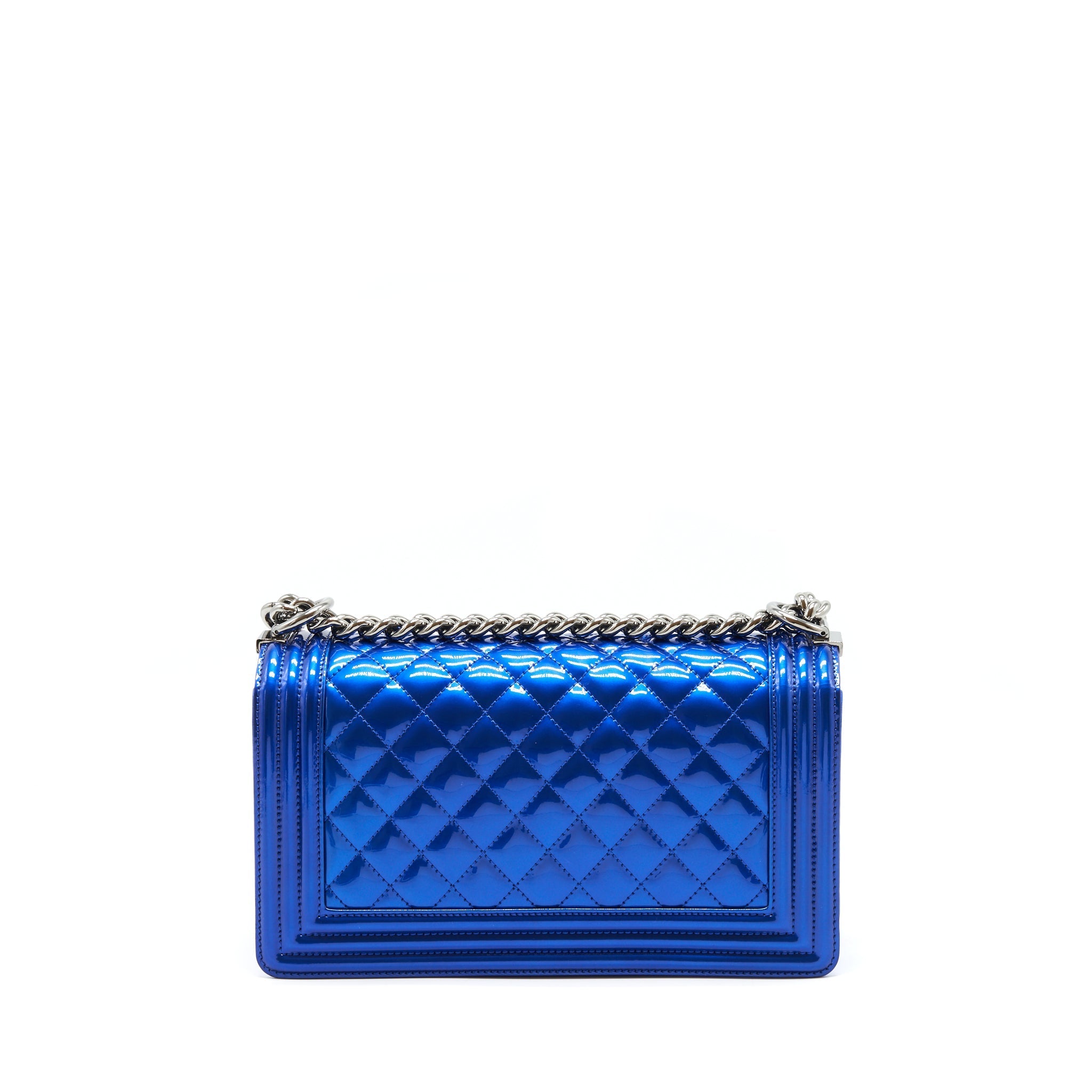 CHANEL MEDIUM LE-BOY PATENT ELECTRIC BLUE SHW