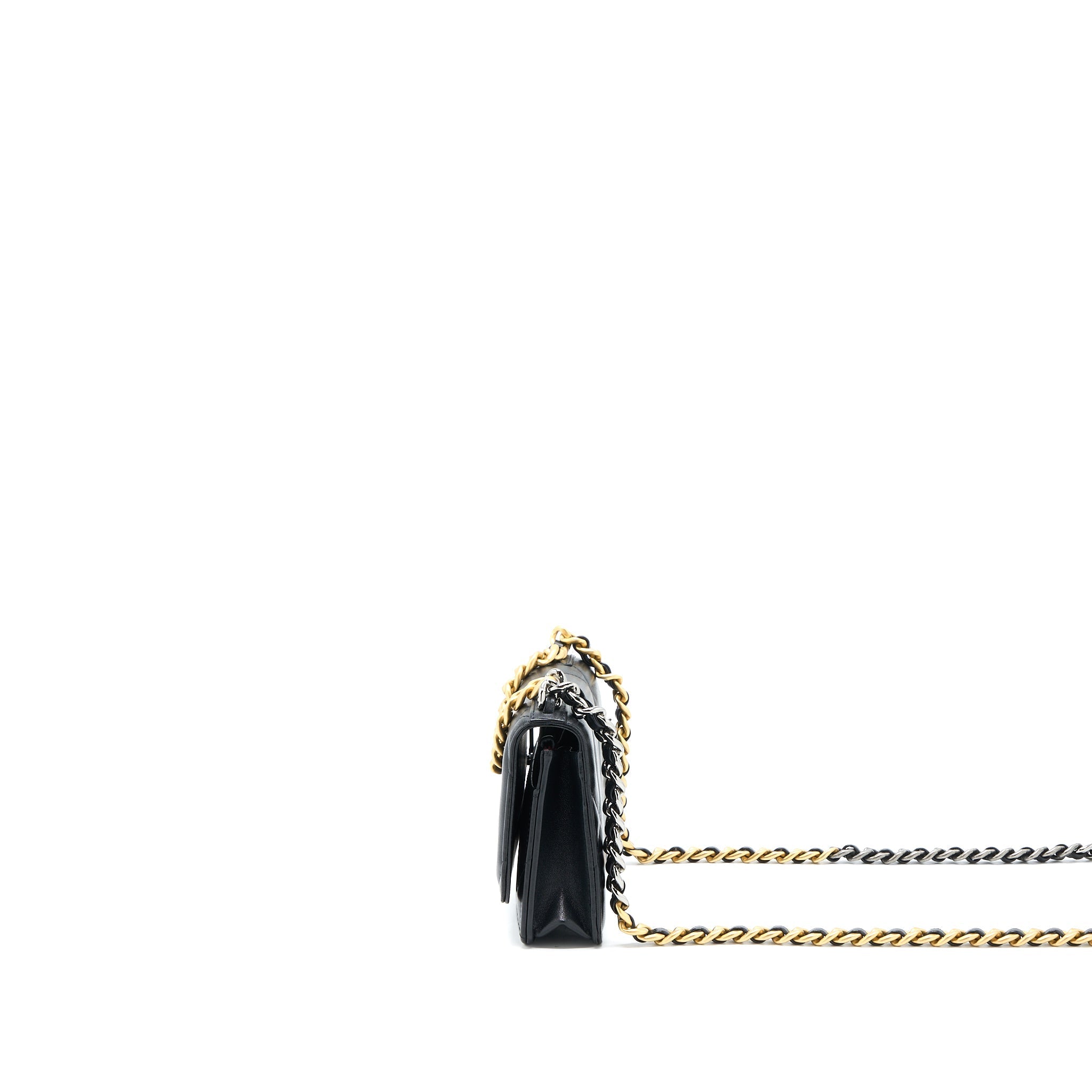 CHANEL 19 WALLET ON CHAIN LAMBSKIN BLACK MULTICOLOUR HARDWARE (MICROCHIP)