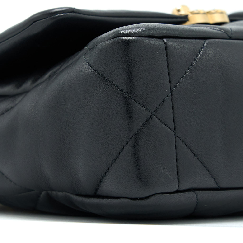 CHANEL SMALL 19 BAG LAMBSKIN BLACK MULTICOLOUR HARDWARE