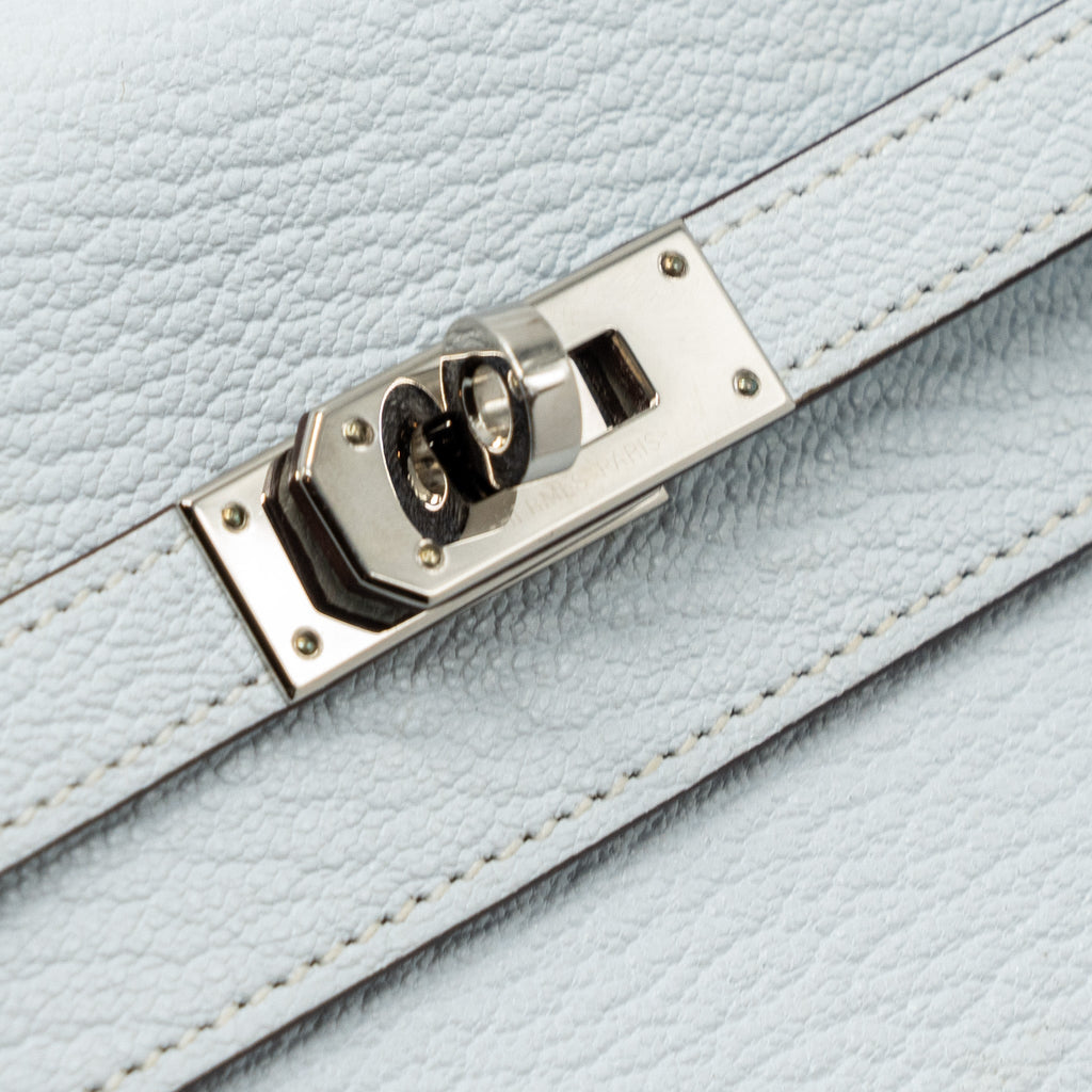 HERMES CLASSIC KELLY TO GO CHEVRE MYSORE BLUE BRUME SHW