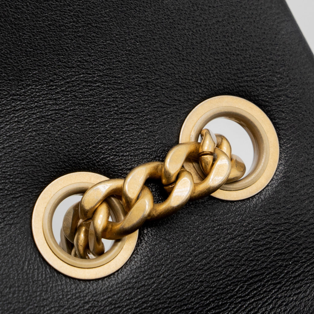 CHANEL 23S CAMELLIA CHAIN FLAP BAG LAMBSKIN BLACK GHW (MIRCOCHIP)