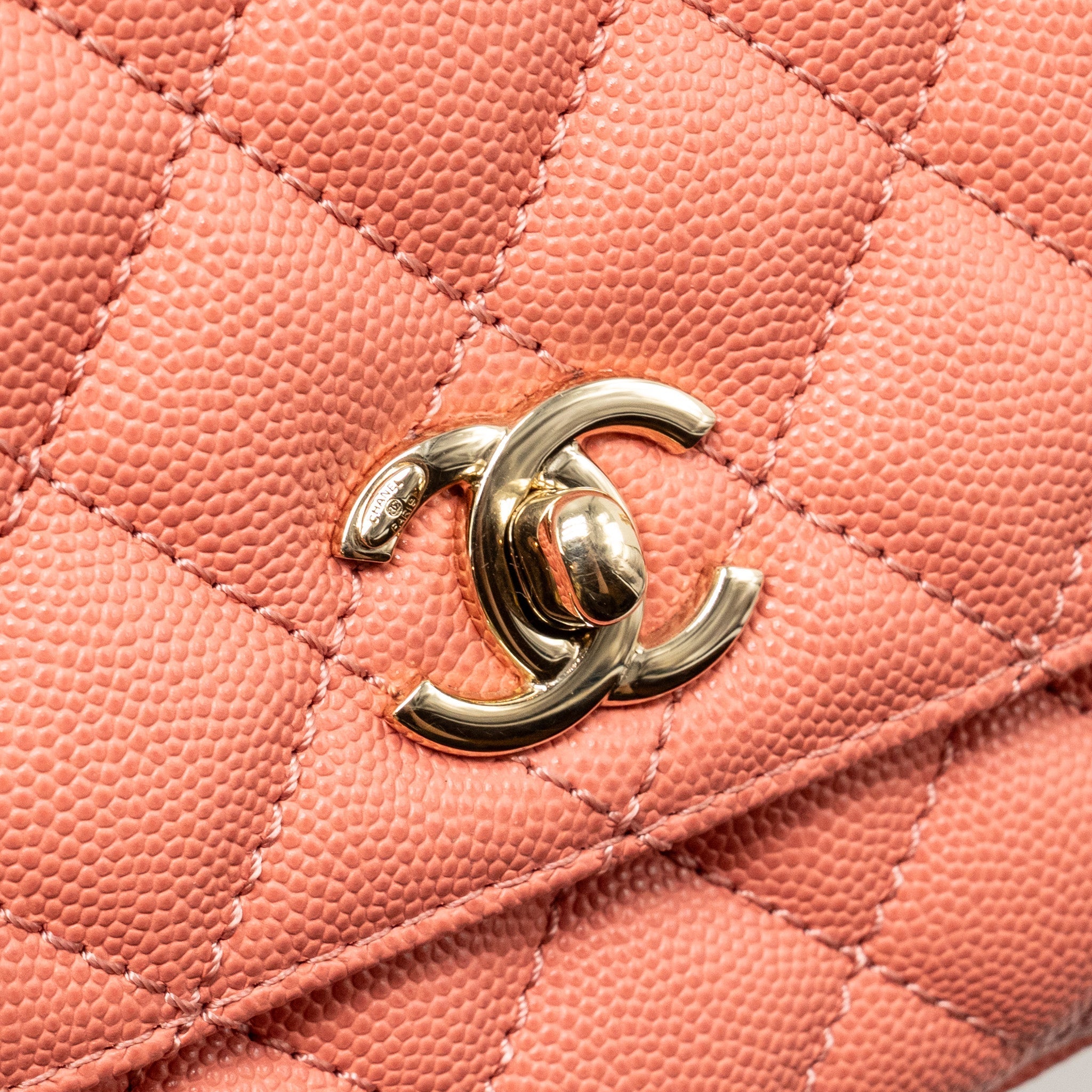 CHANEL MINI COCO HANDLE CAVIAR PINK LGHW (MICROCHIP)