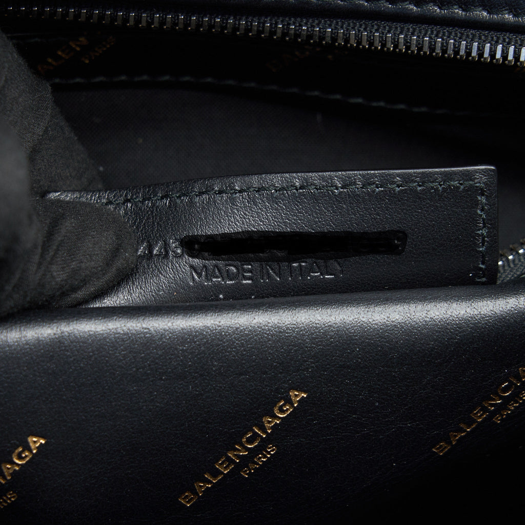 BALENCIAGA LOGO PRINTED BAZAR SHOPPER M LEATHER BAG