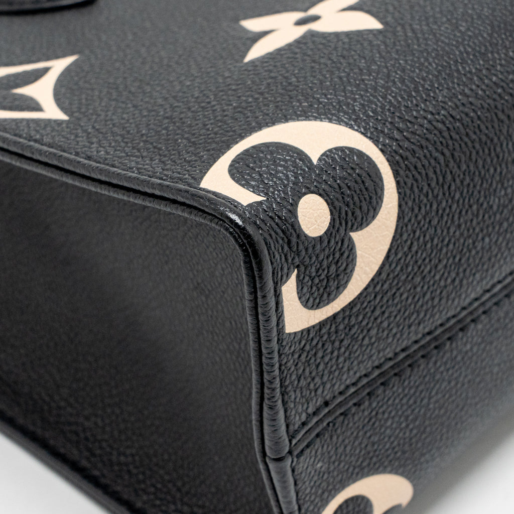 LOUIS VUITTON ONTHEGO BB BICOLOUR MONOGRAM EMPREINTE LEATHER BLACK/BEIGE GHW
