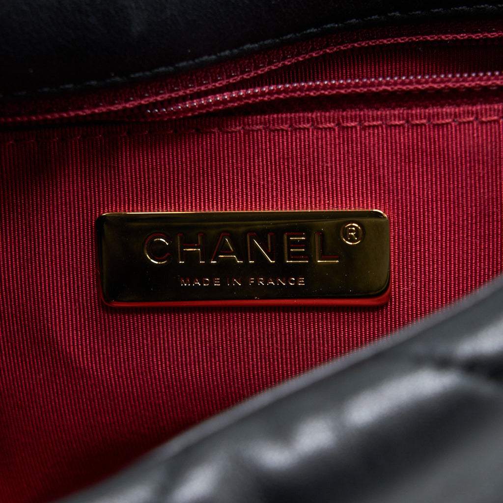 CHANEL SMALL 19 BAG LAMBSKIN BLACK MULTICOLOUR HARDWARE