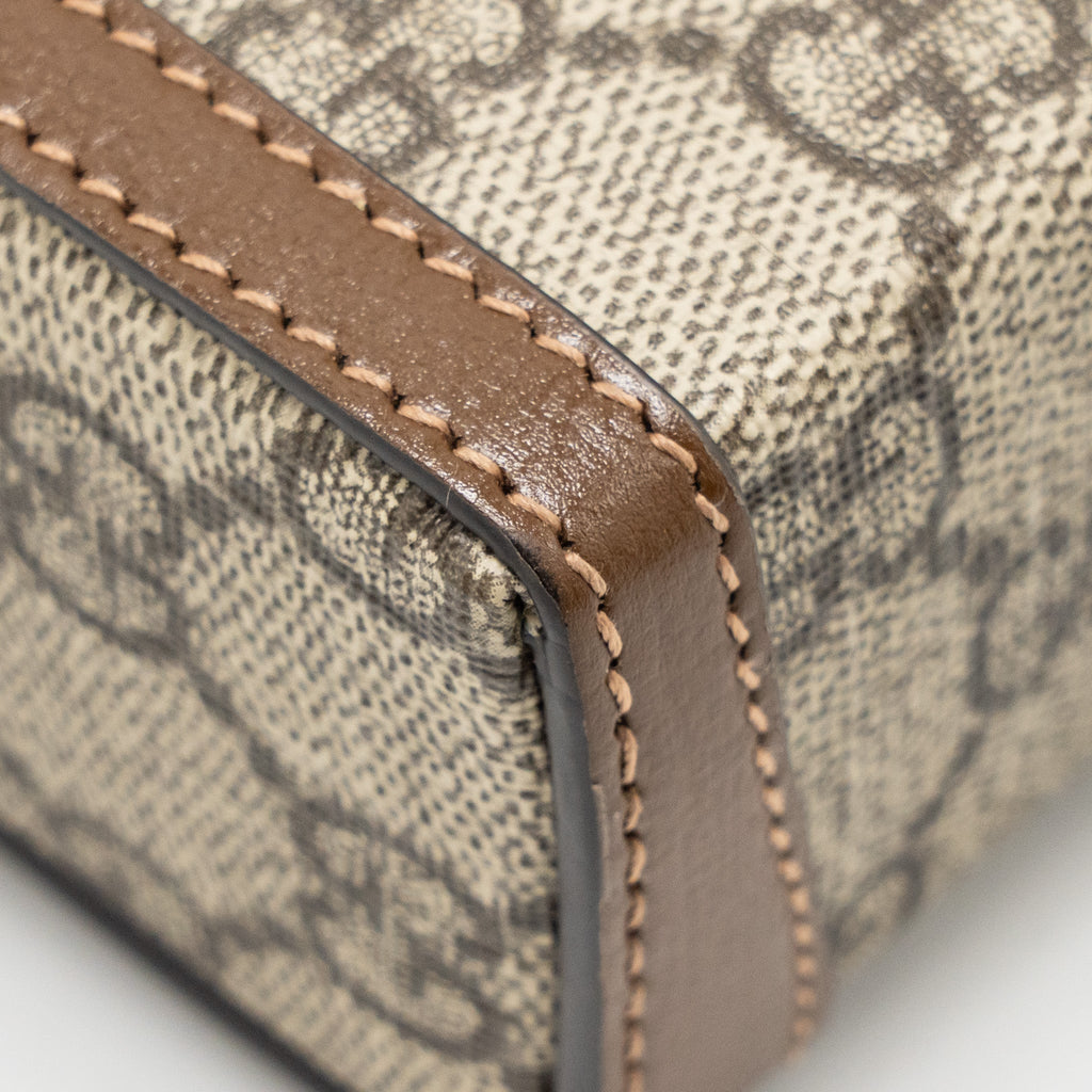 GUCCI HORSEBIT 1955 MINI BAG GG SUPREME CANVAS BEIGE/DARK BROWN GHW