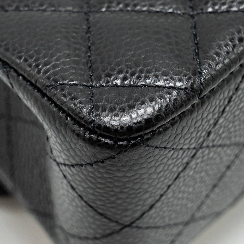 CHANEL SMALL CLASSIC DOUBLE FLAP BAG CAVIAR BLACK GHW (MICROCHIP)