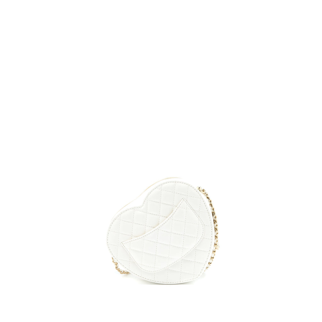 CHANEL 22S HEART BAG LAMBSKIN WHITE LGHW (MICROCHIP)