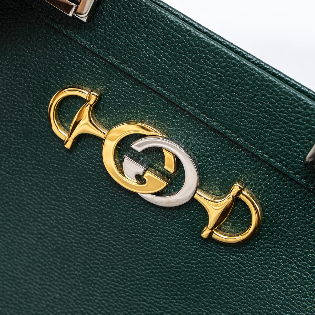 GUCCI TOP HANDLE ZUMI BAG CALFSKIN GREEN MULTICOLOUR HARDWARE