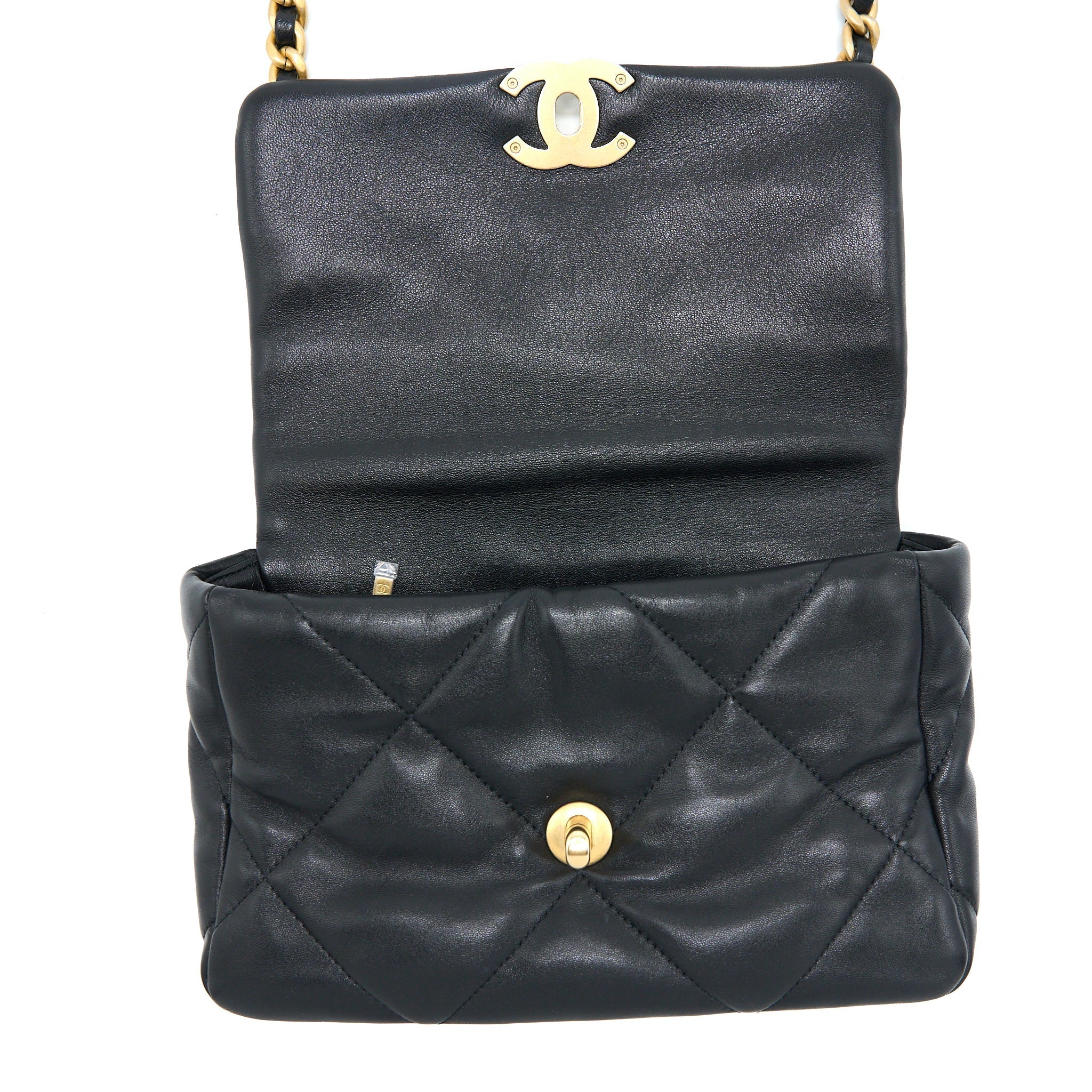 CHANEL SMALL 19 BAG LAMBSKIN BLACK MULTICOLOUR HARDWARE
