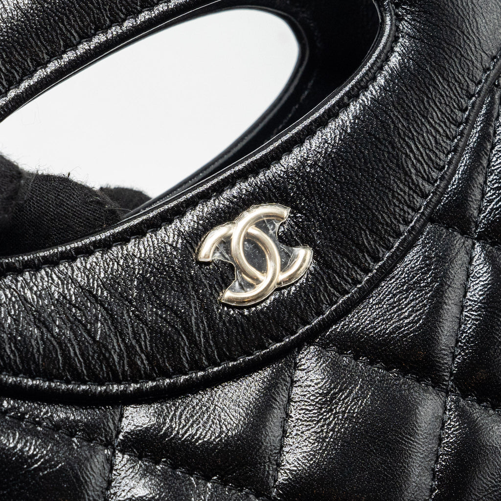 CHANEL 24S 31 MINI CLUTCH WITH CHAIN SHINY LAMBSKIN BLACK LGHW (MICROCHIP)