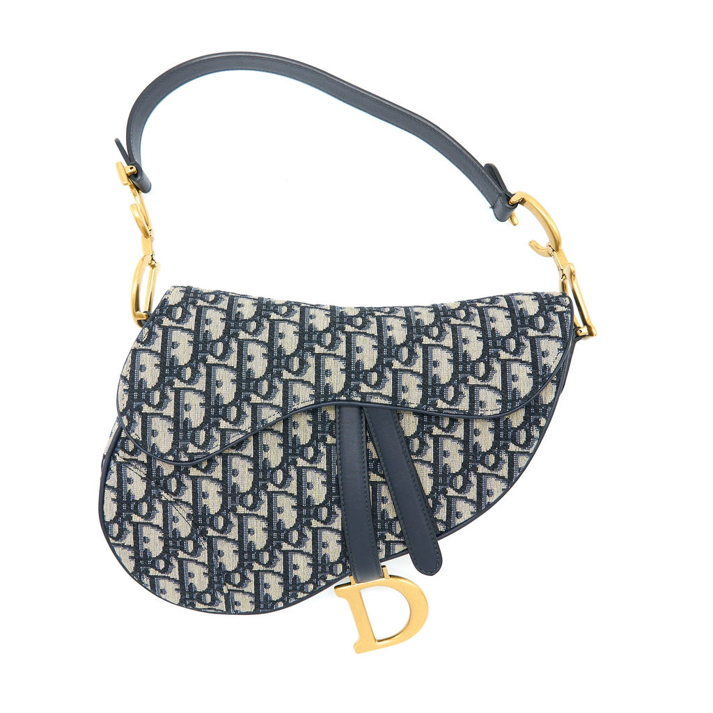 DIOR MEDIUM DIOR SADDLE BAG BLUE DIOR OBLIQUE JACQUARD GHW