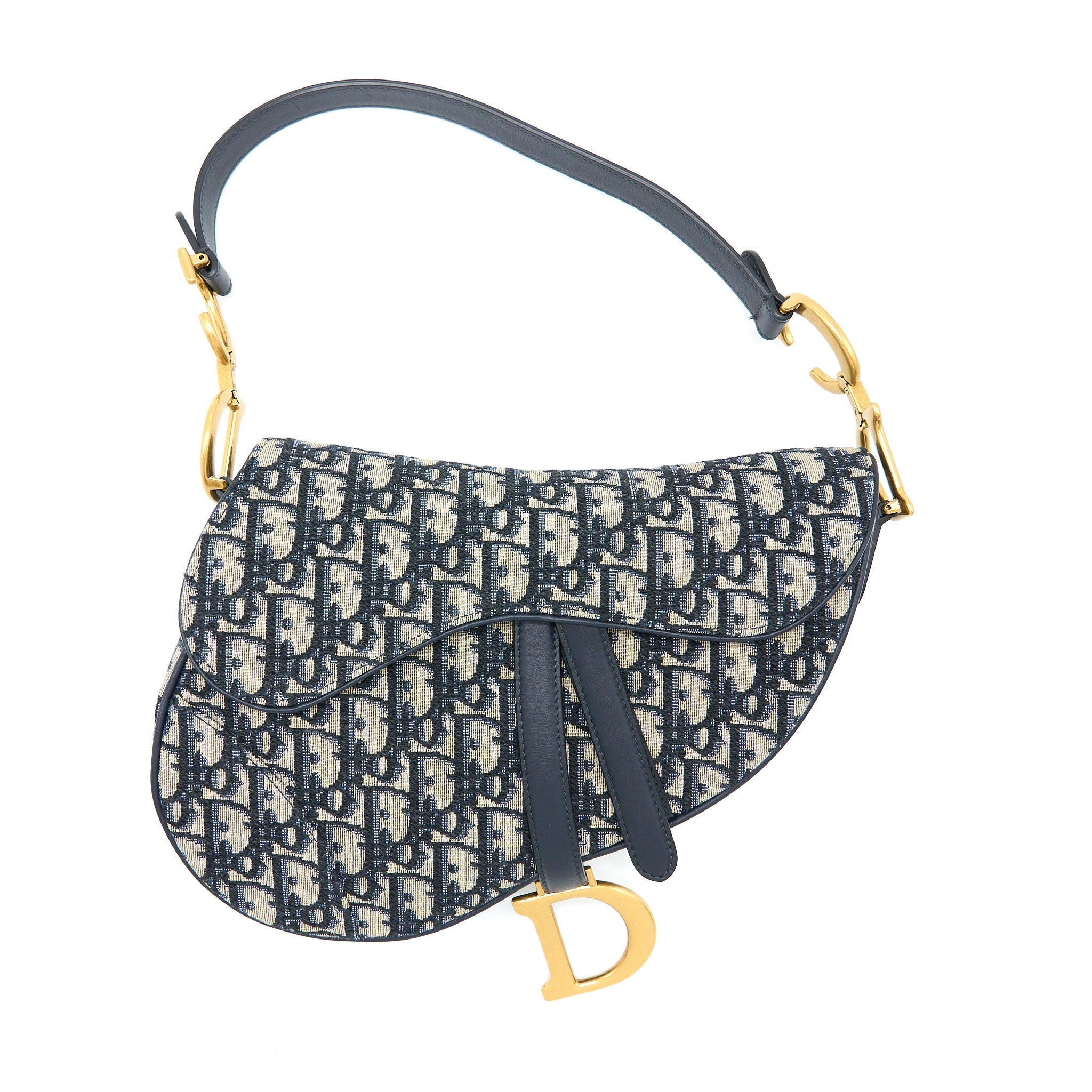 DIOR MEDIUM DIOR SADDLE BAG BLUE DIOR OBLIQUE JACQUARD GHW