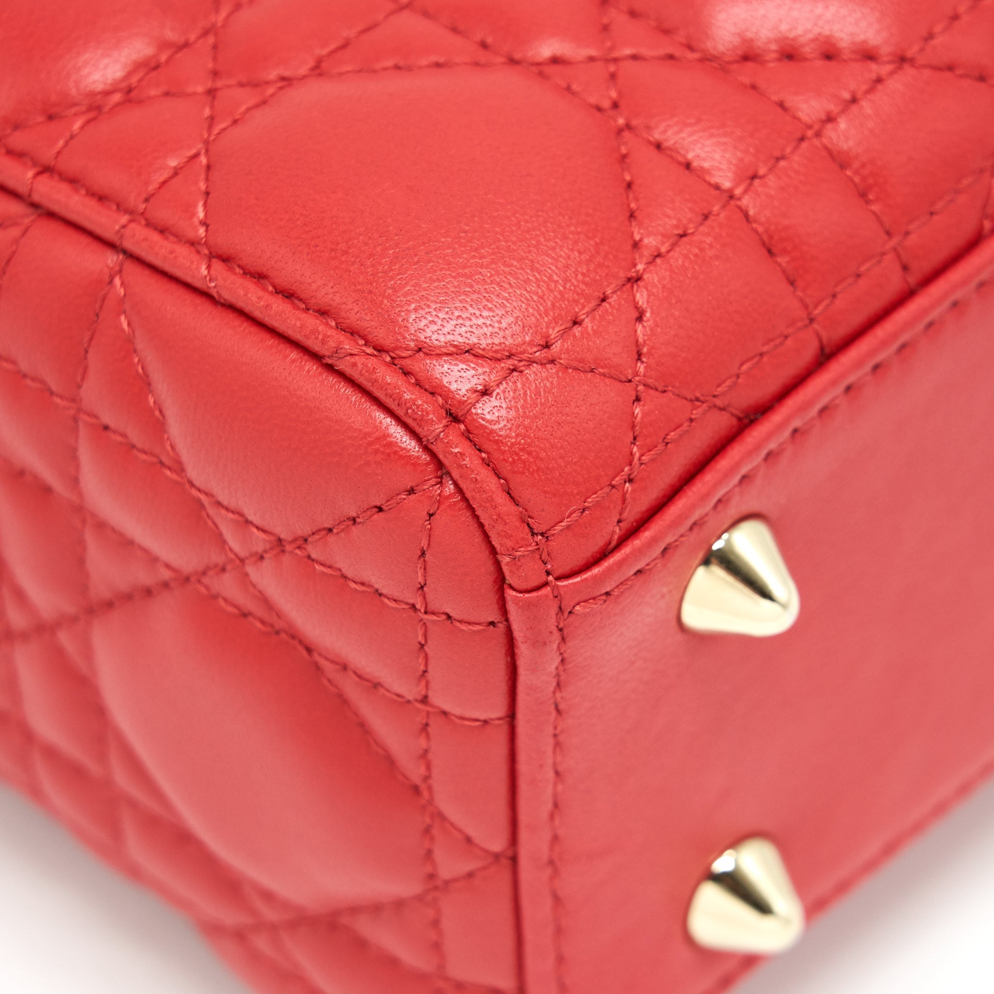 DIOR SMALL LADY DIOR BAG LAMBSKIN RED LGHW