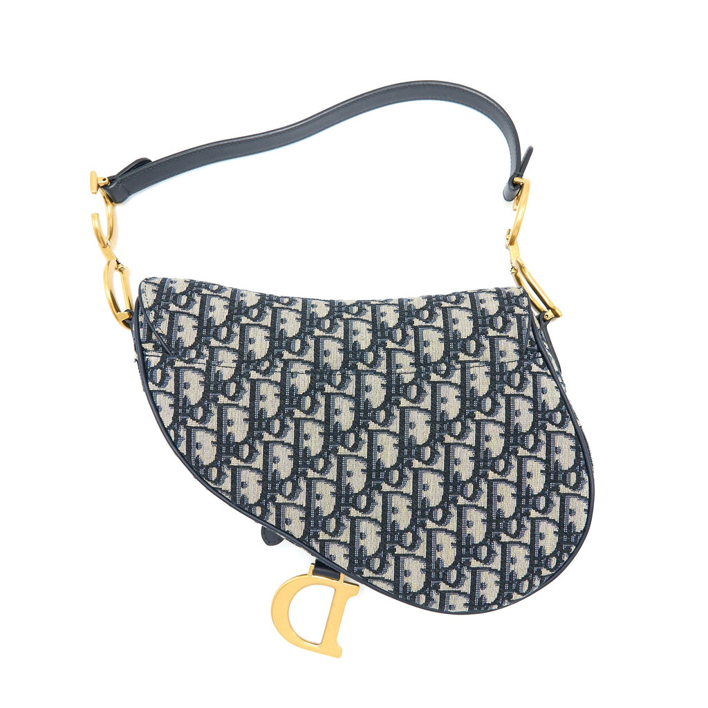 DIOR MEDIUM DIOR SADDLE BAG BLUE DIOR OBLIQUE JACQUARD GHW