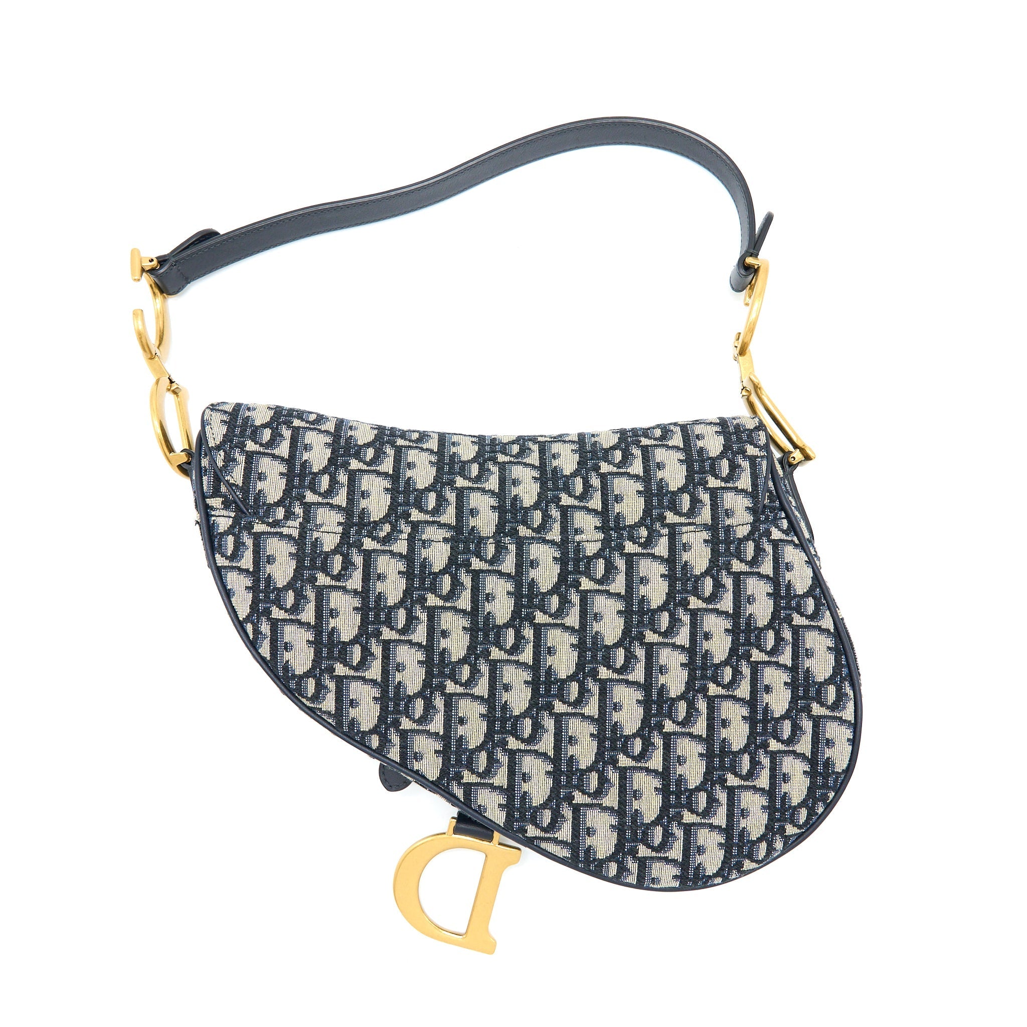 DIOR MEDIUM DIOR SADDLE BAG BLUE DIOR OBLIQUE JACQUARD GHW