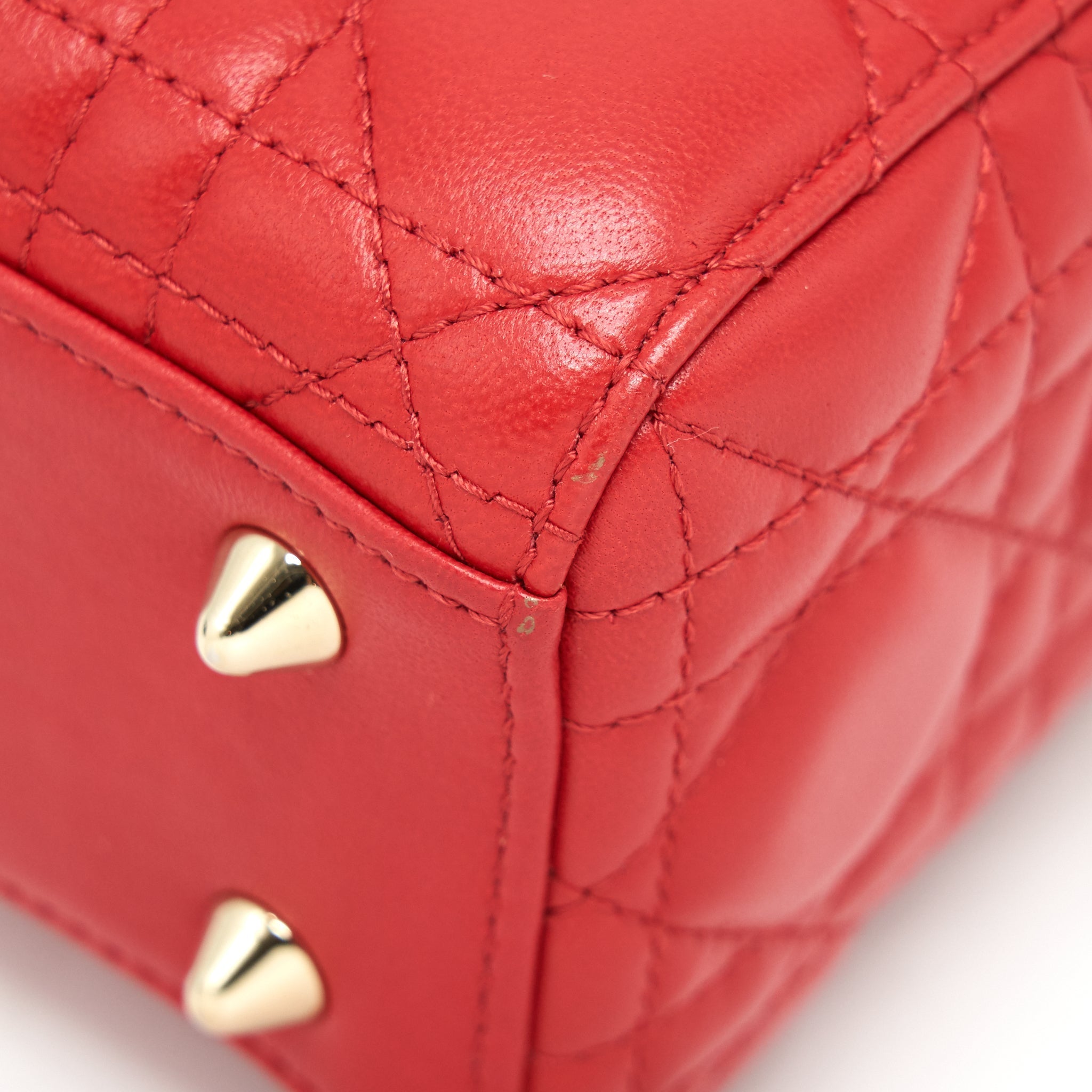 DIOR SMALL LADY DIOR BAG LAMBSKIN RED LGHW