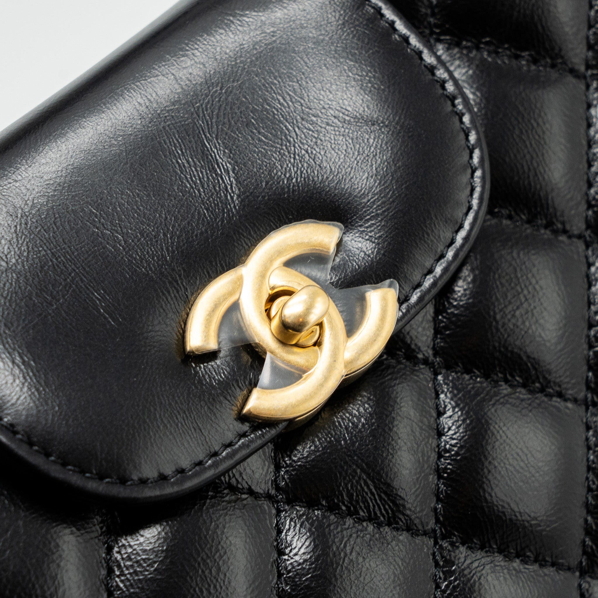 CHANEL 23K MINI SHOPPING TOTE CALFSKIN BLACK BRUSHED GHW(MICROCHIP)