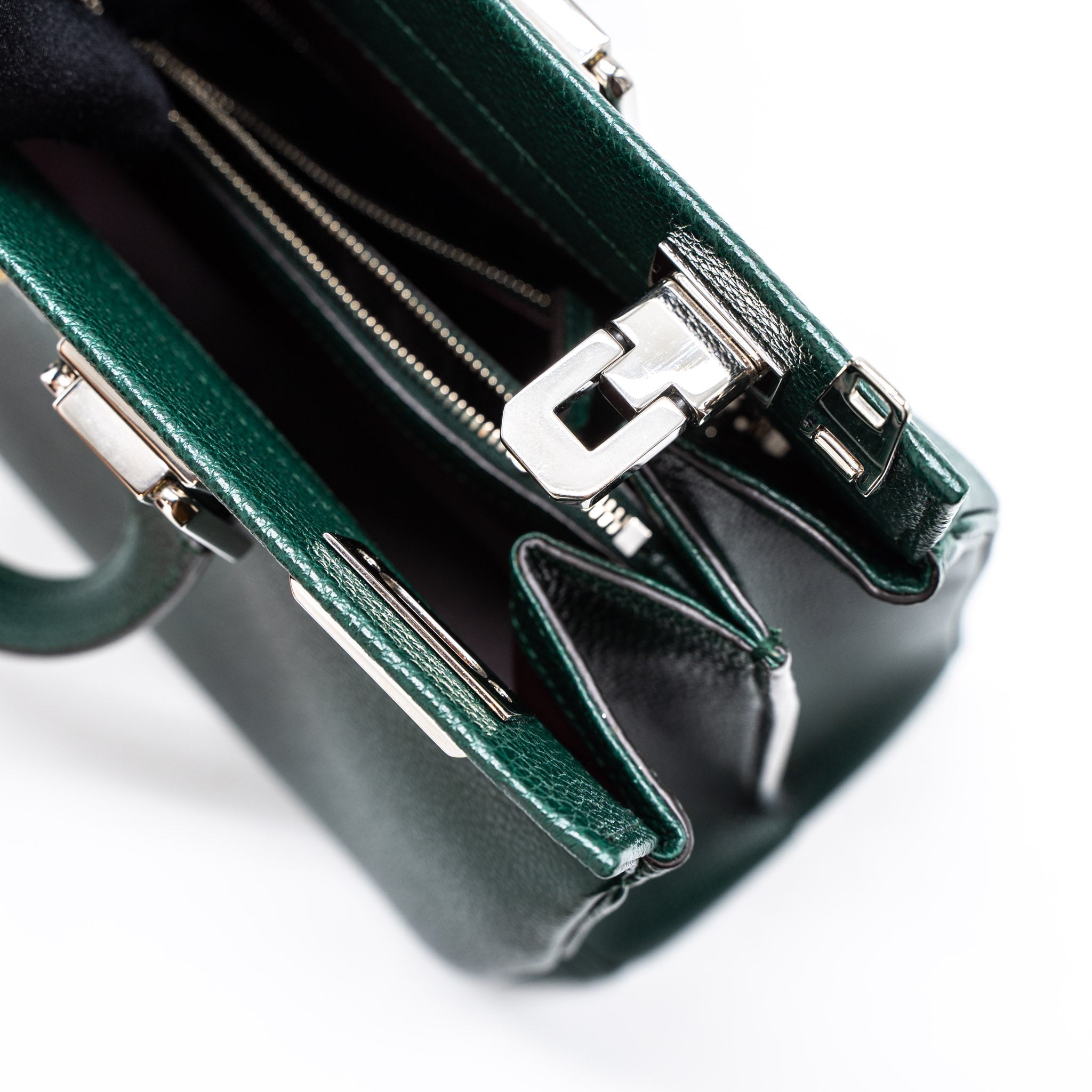 GUCCI TOP HANDLE ZUMI BAG CALFSKIN GREEN MULTICOLOUR HARDWARE