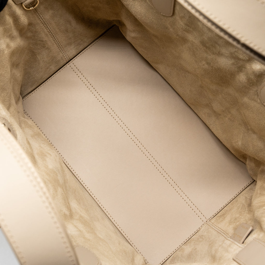 DIOR MEDIUM DIOR TOUJOURS TOTE BAG CALFSKIN POWDER BEIGE LGHW