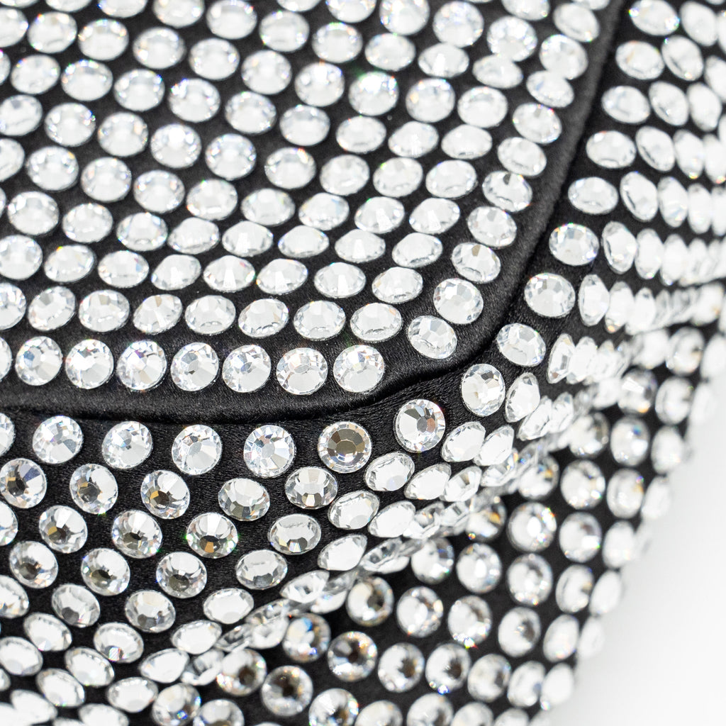 PRADA TRIANGLE POUCH CRYSTAL EMBELLISHED BLACK SHW