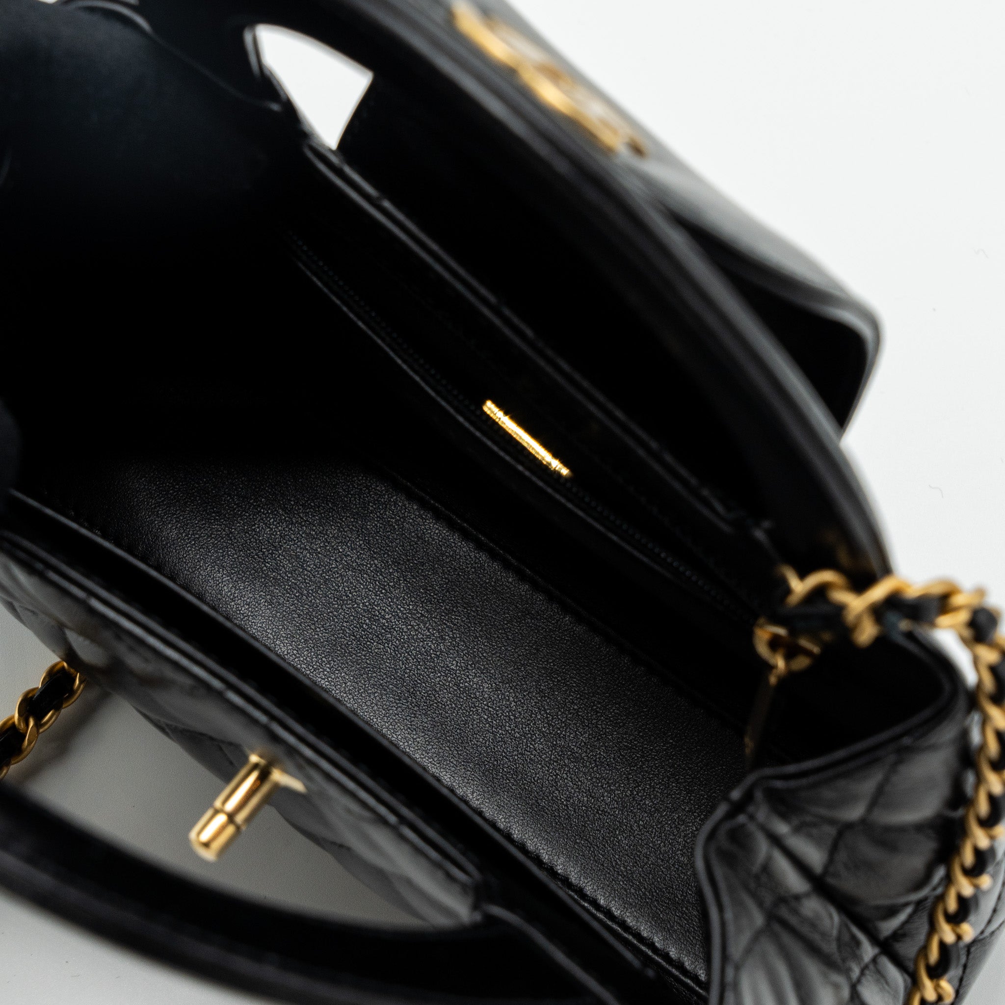 CHANEL 23K MINI SHOPPING TOTE CALFSKIN BLACK BRUSHED GHW(MICROCHIP)