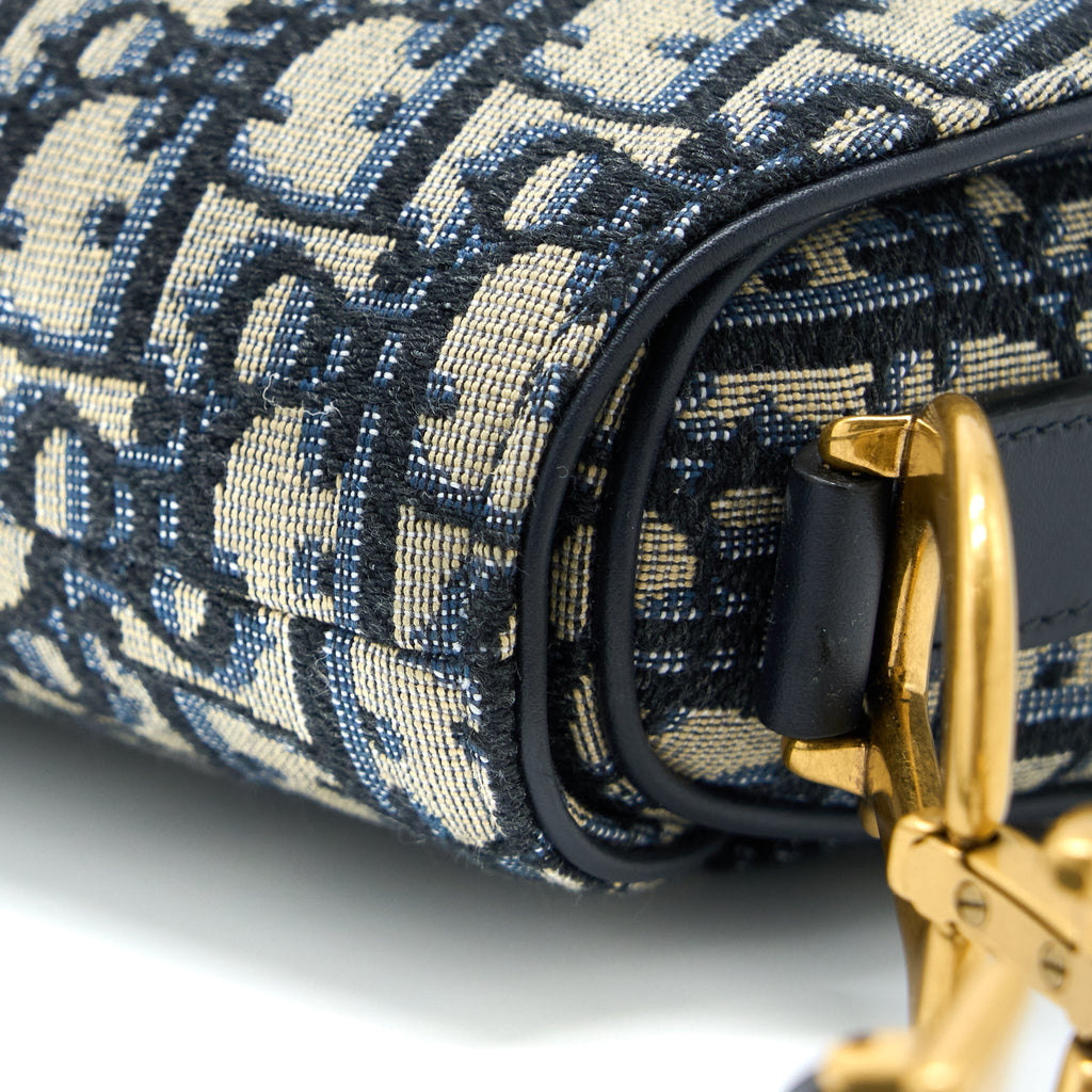 DIOR MEDIUM DIOR SADDLE BAG BLUE DIOR OBLIQUE JACQUARD GHW