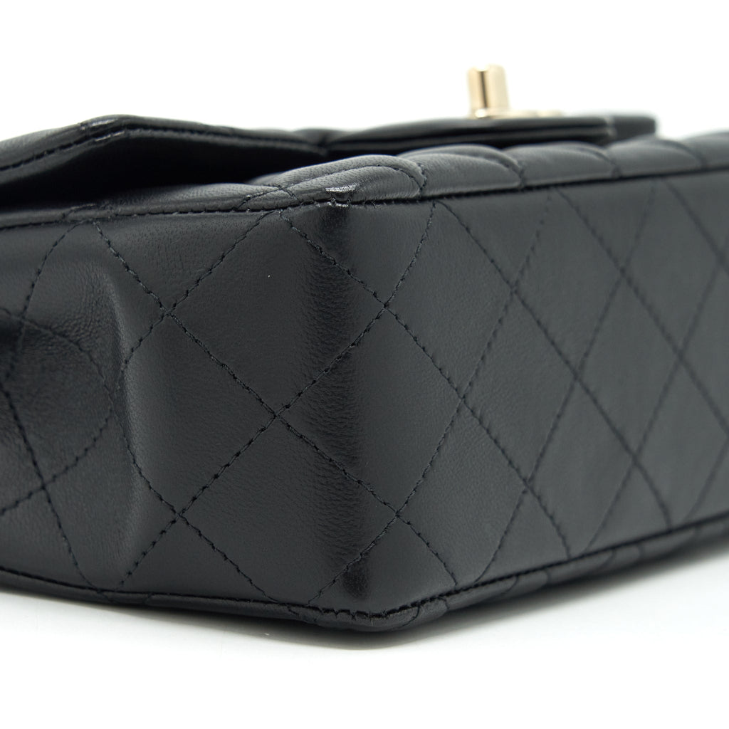 CHANEL MINI RECTANGULAR FLAP BAG LAMBSKIN BLACK LGHW