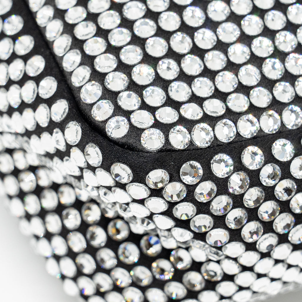PRADA TRIANGLE POUCH CRYSTAL EMBELLISHED BLACK SHW