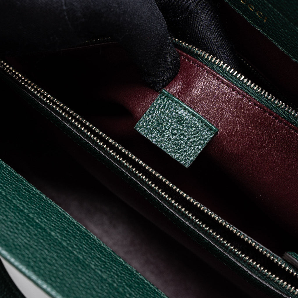 GUCCI TOP HANDLE ZUMI BAG CALFSKIN GREEN MULTICOLOUR HARDWARE