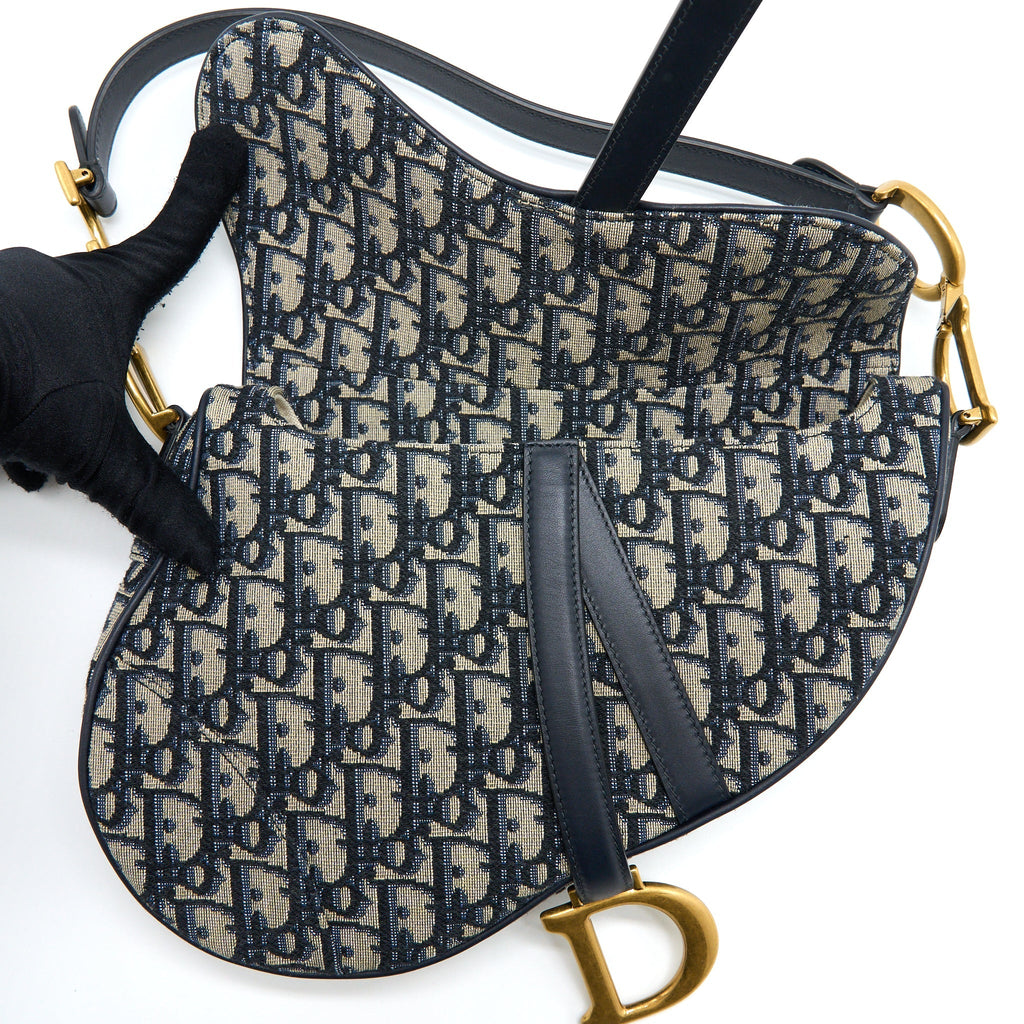 DIOR MEDIUM DIOR SADDLE BAG BLUE DIOR OBLIQUE JACQUARD GHW