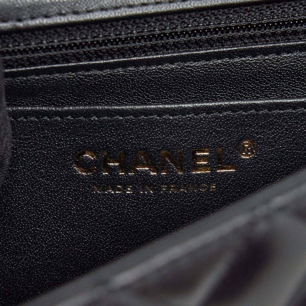 CHANEL MINI RECTANGULAR FLAP BAG LAMBSKIN BLACK LGHW