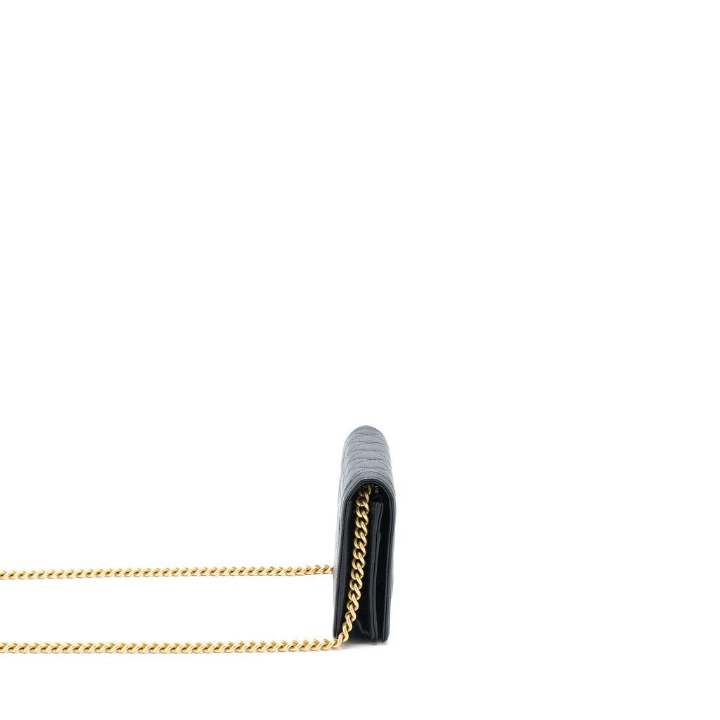 CHANEL BOY WALLET ON CHAIN CAVIAR BLACK GHW (MICROCHIP)