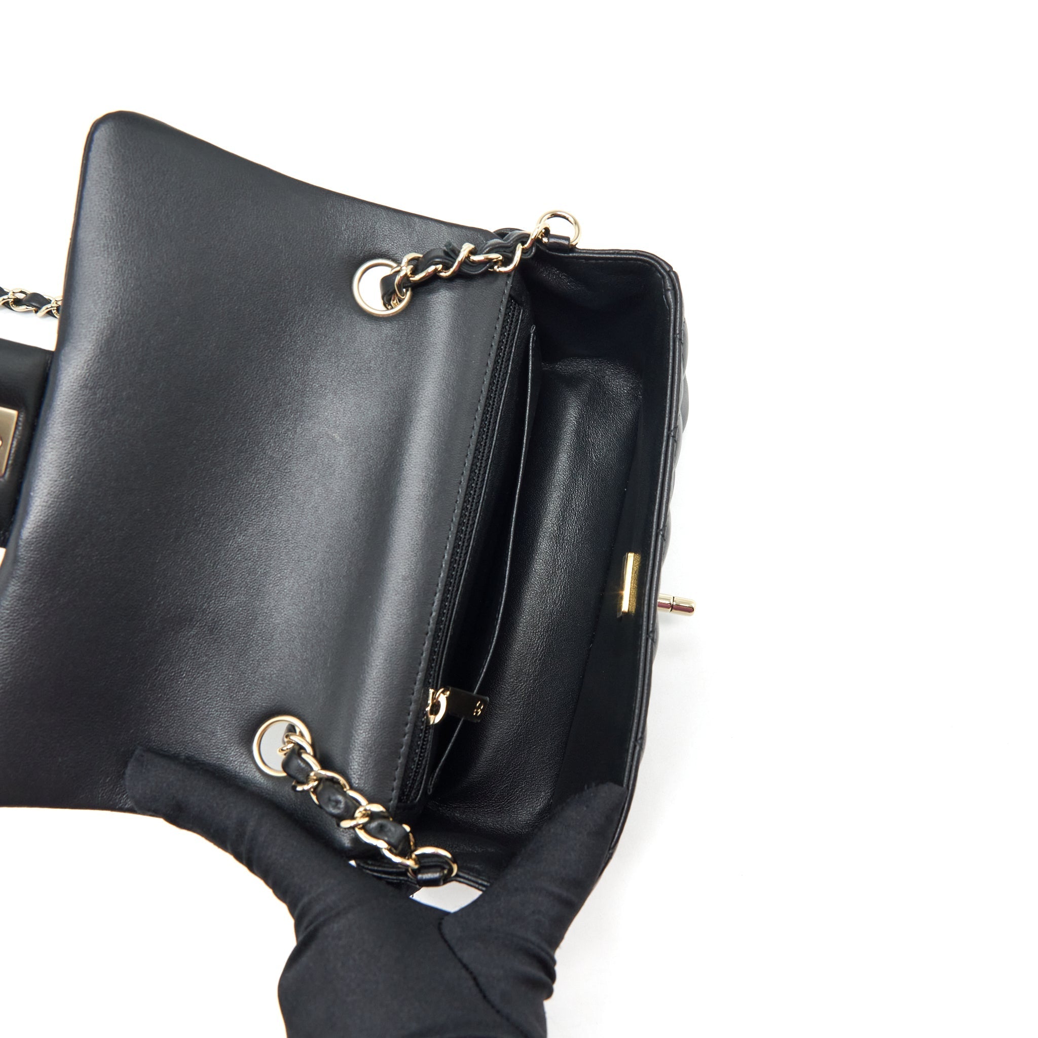 CHANEL MINI RECTANGULAR FLAP BAG LAMBSKIN BLACK LGHW
