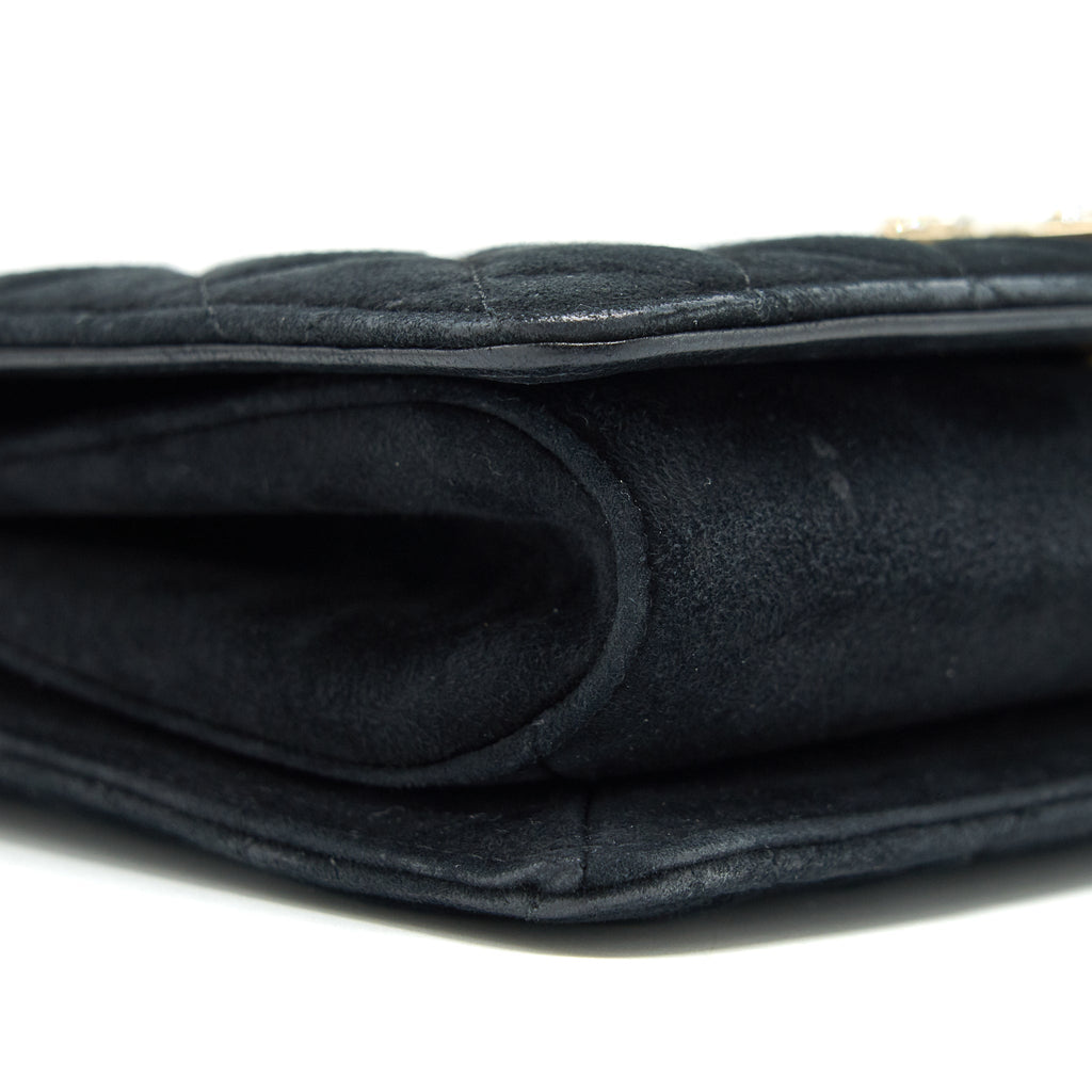 CHANEL QUILTED VELVET CC LOGO FLAP BAG BLACK LGHW