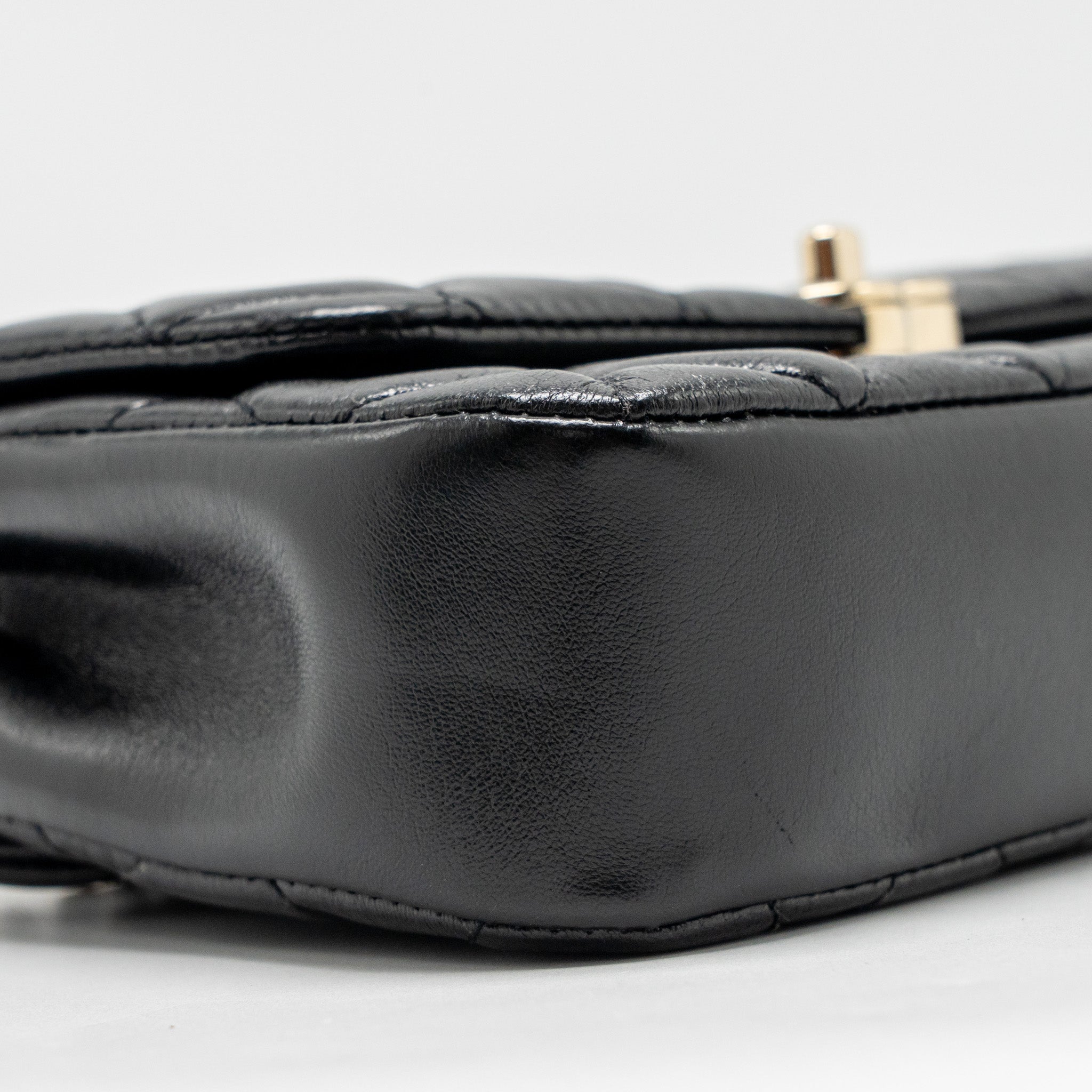 CHANEL 25S MINI FLAP BAG LAMBSKIN BLACK GHW(MICROCHIP)