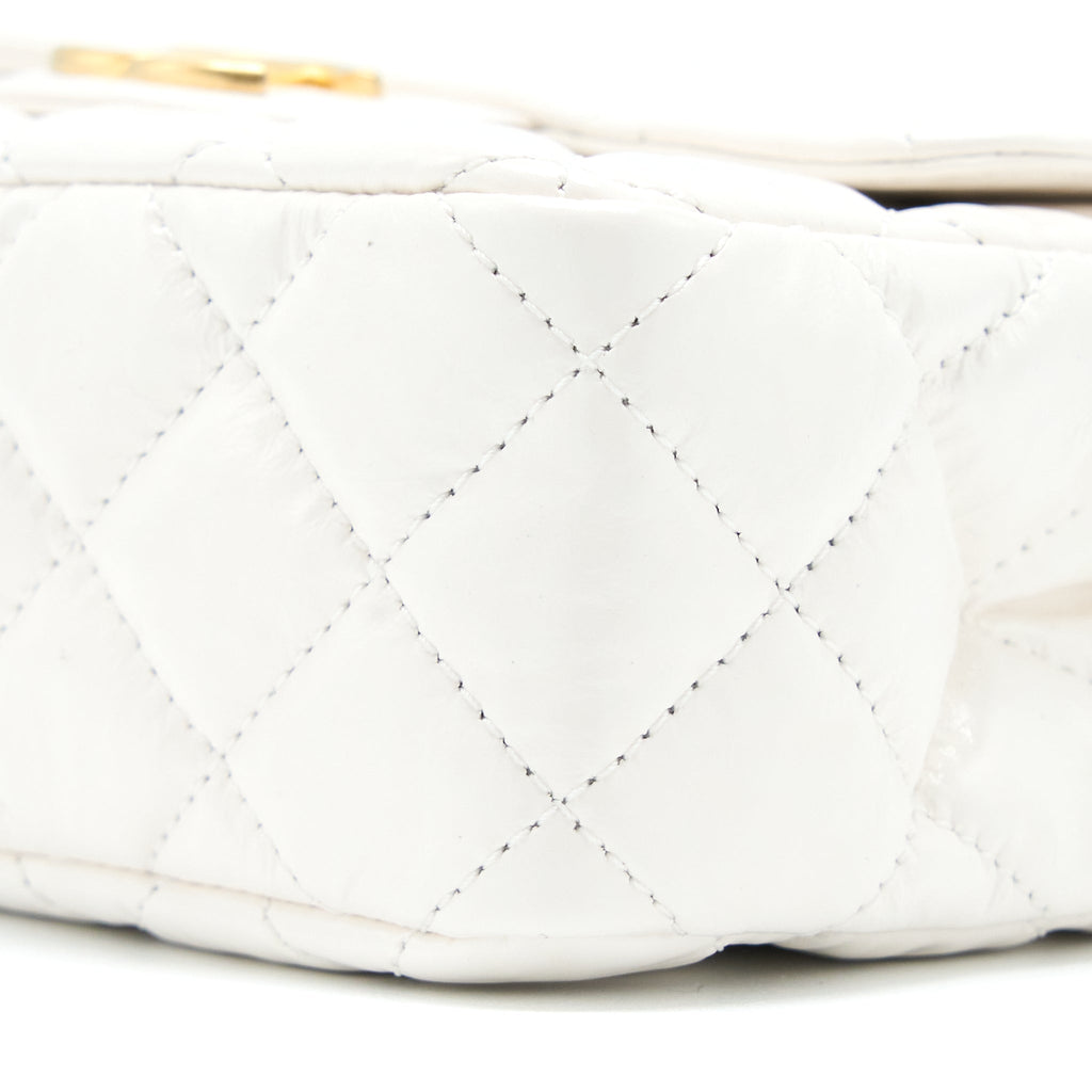 CHANEL 23C SMALL HOBO BAG SHINY CALFSKIN WHITE BRUSHED GHW (MICROCHIP)