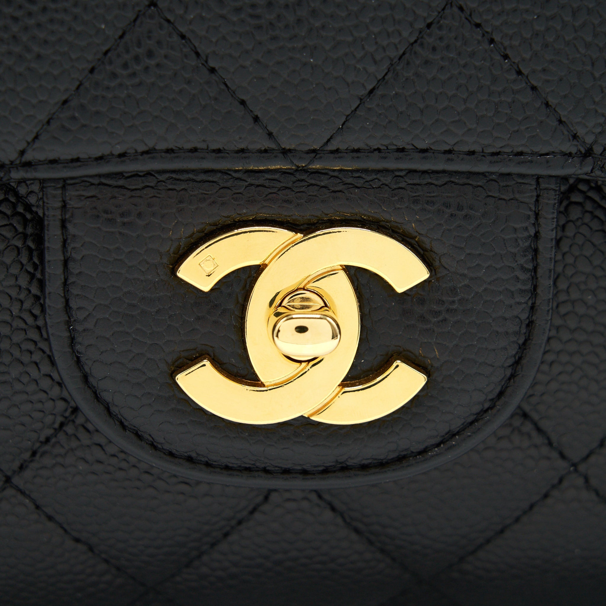 CHANEL VINTAGE JUMBO SINGLE FLAP CAVIAR BLACK GHW