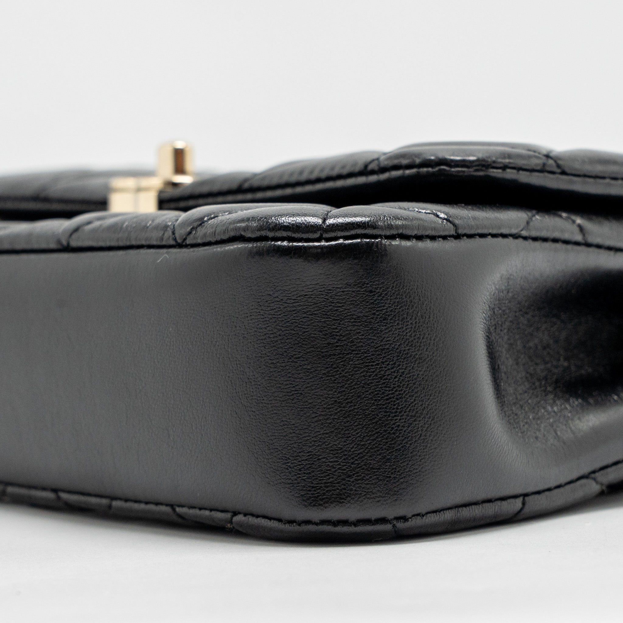 CHANEL 25S MINI FLAP BAG LAMBSKIN BLACK GHW(MICROCHIP)