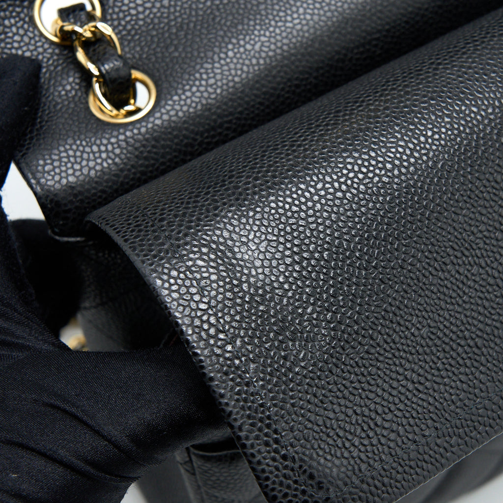 CHANEL JUMBO CLASSIC DOUBLE FLAP BAG CAVIAR BLACK GHW