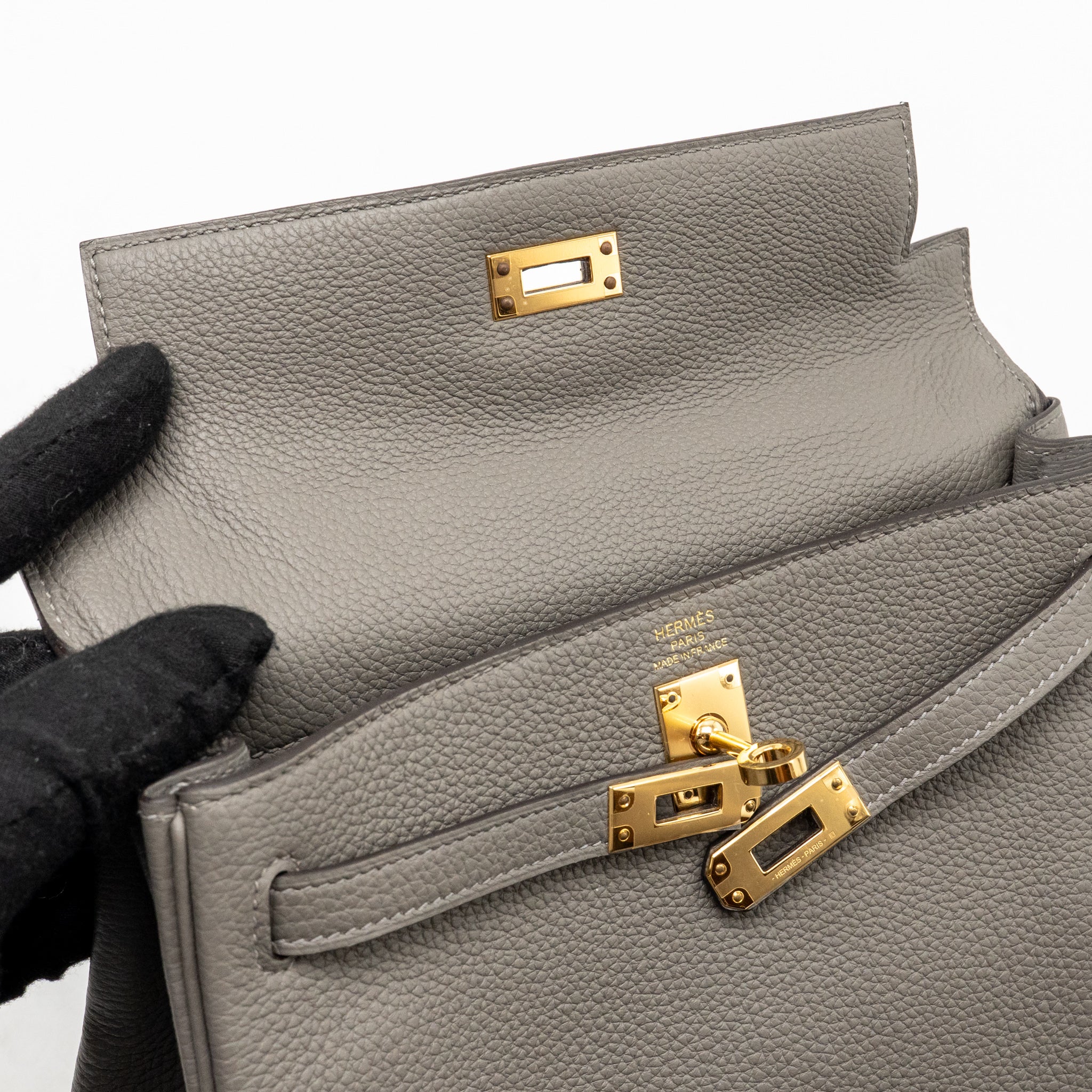 HERMES KELLY 25 TOGO GRIS MEYER GHW