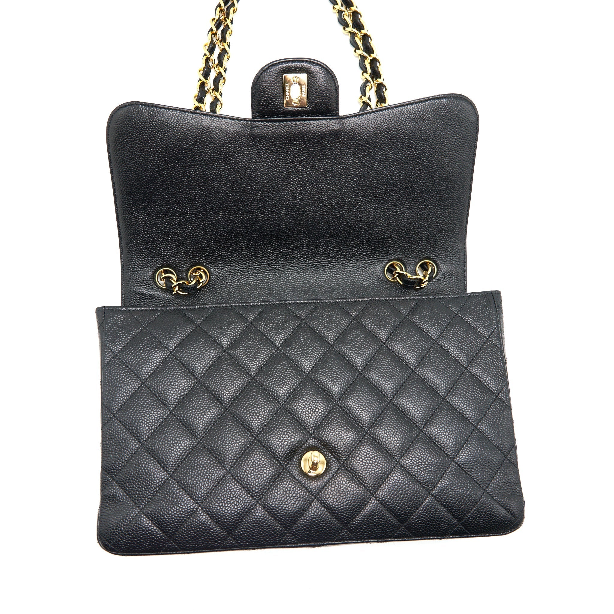 CHANEL VINTAGE JUMBO SINGLE FLAP CAVIAR BLACK GHW