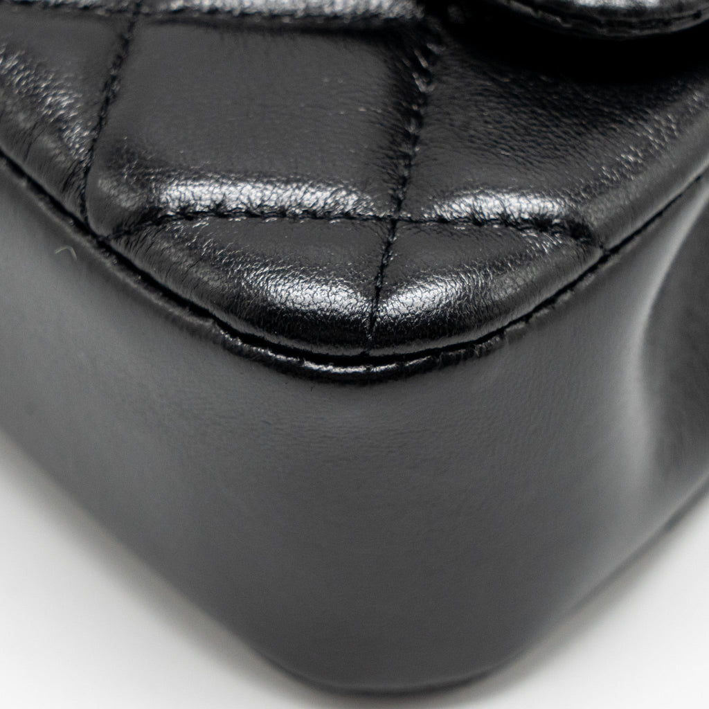 CHANEL 25S MINI FLAP BAG LAMBSKIN BLACK GHW(MICROCHIP)