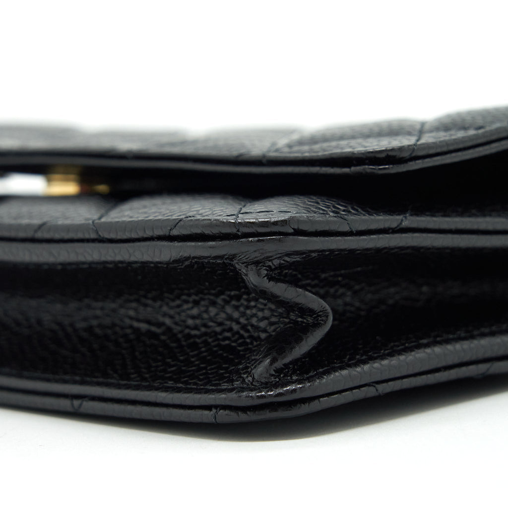 CHANEL 22P CLASSIC WALLET ON CHAIN CAVIAR BLACK LGHW (MICROCHIP)