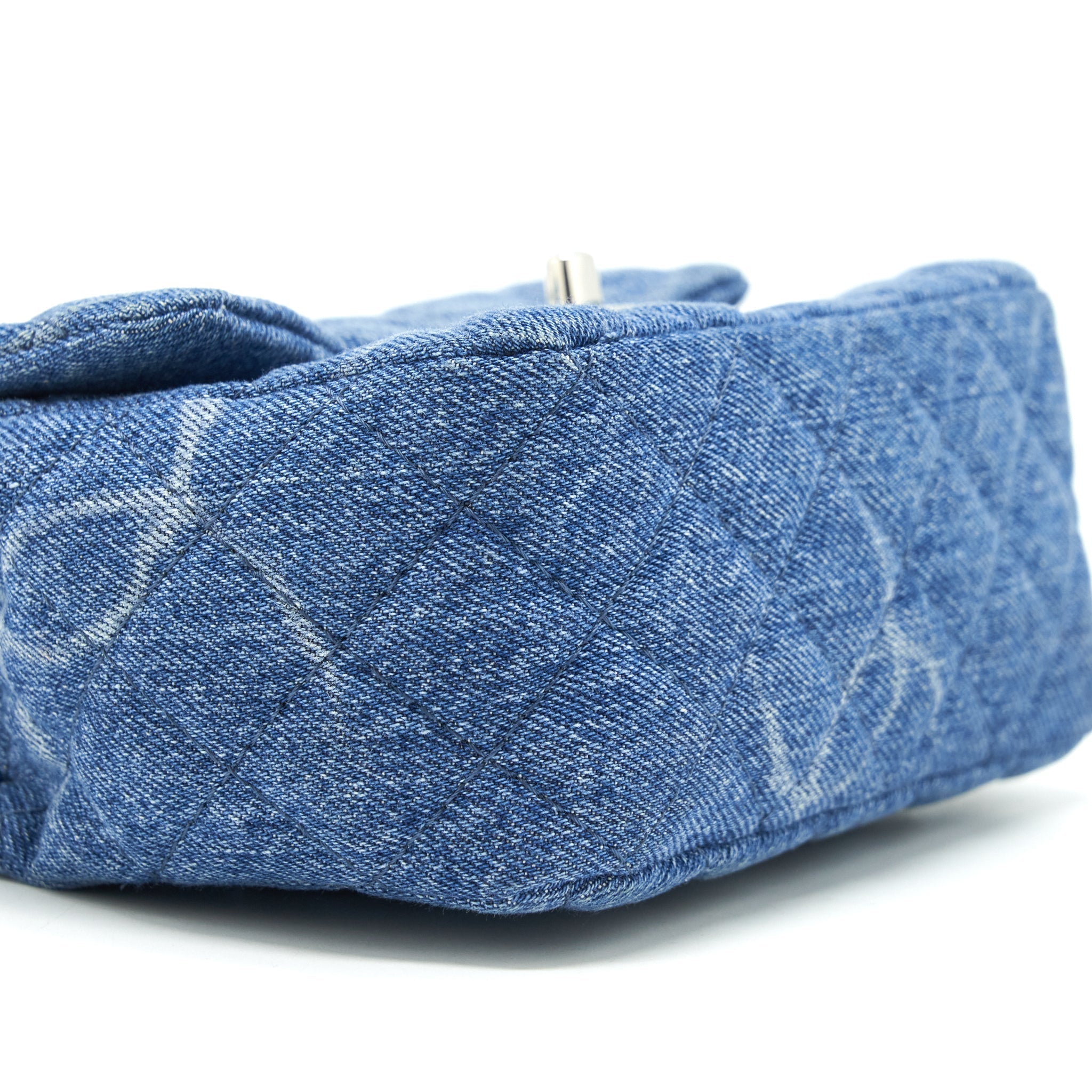 CHANEL 20B MINI SQUARE FLAP BAG CC PRINT DENIM BLUE SHW