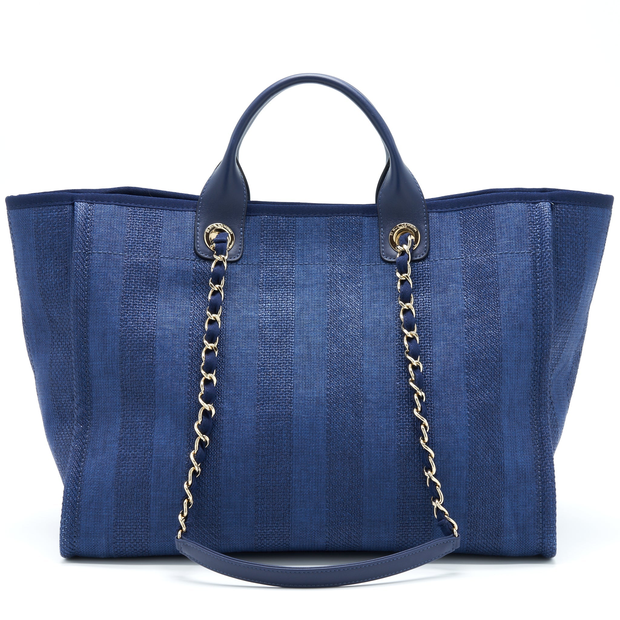 CHANEL DEAUVILLE TOTE BAG CANVAS DARK BLUE GHW