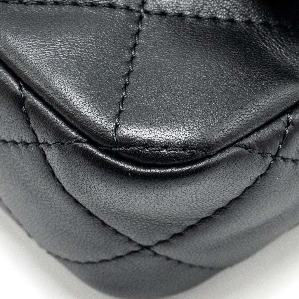CHANEL 24S TOP HANDLE MINI FLAP BAG LAMBSKIN BLACK GHW (MICROCHIP)