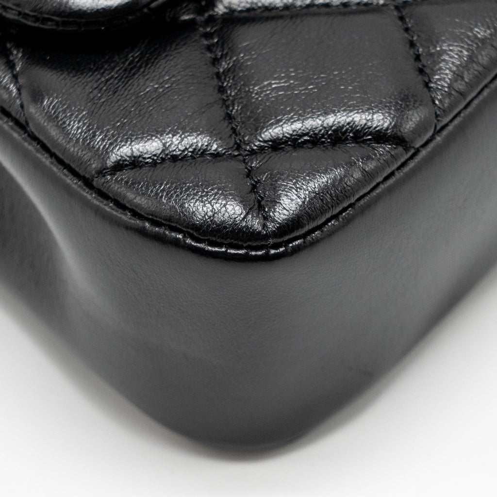 CHANEL 25S MINI FLAP BAG LAMBSKIN BLACK GHW(MICROCHIP)