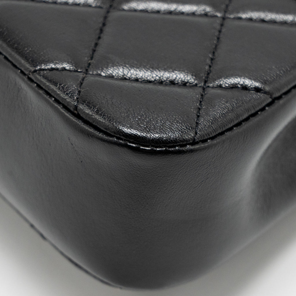CHANEL 25S MINI FLAP BAG LAMBSKIN BLACK GHW(MICROCHIP)